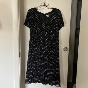 Black with hearts chiffon midi dress size 16